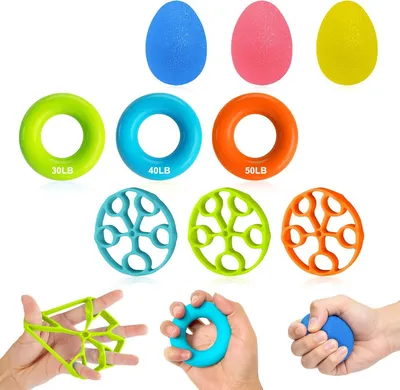 Imagen del producto de Kit de entrenamiento para los dedos, de 9 piezas, para mejorar la fuerza y la coordinación de las manos, ideal para fitness y rehabilitación