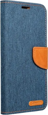 Produktbild von Elegante Buch-Tasche Hülle Fancy "Canvas"Book-Style Kartenfächer Wallet Schale für Samsung Galaxy A04s Dunkelblau