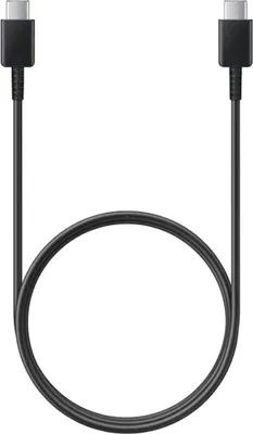 A black USB-C to USB-C cable coiled in the center against a white background.