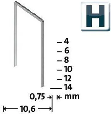 Produktbild von Feindrahtklammer H Typ 37 Klammer-B.10,6mm 8mm 0,75mm 2000 St.