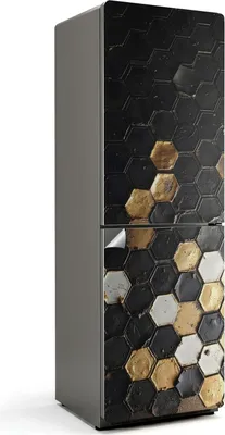Obrázok produktu pre Geometrický šesťuholníkový vzor - Nálepka na chladničku - Dekorácia na chladničku - Samolepiaca fólia na chladničku - Dekorácia do kuchyne - 60x180 cm
