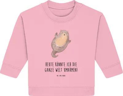 Produktbild von Mr. & Mrs. Panda Organic Baby Pullover Otter Umarmen 24. - 36. Monat - Baumwolle Pink - Geschenk, gut Gelaunt, Bullover, glücklich, Hallo, Optimistisch, Seeotter See