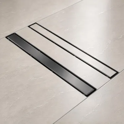Produktbild von Mai & Mai Duschrinne 80cm Bodenablauf aus Edelstahl | Komplettset Ablaufrinne für Badezimmer | Befliesbar Wasserabfluss 35L/min | Haarsieb Grau KE110