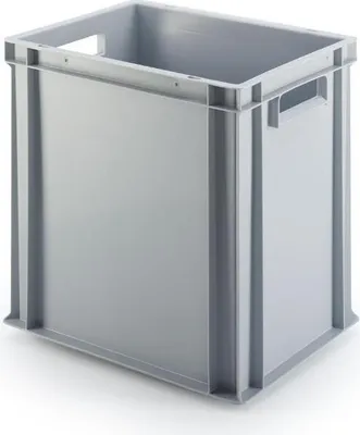 Produktbild von Eurobehälter mit offenem Griff | HxBxT 40x30x40cm | 37 Liter | Grau | Eurobox, Transportbox, Transportbehälter, Stapelbehälter