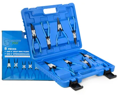 Sicherungsringzangen-Set, 8-teilig, 170/220 mm, 45°/90°/gerade