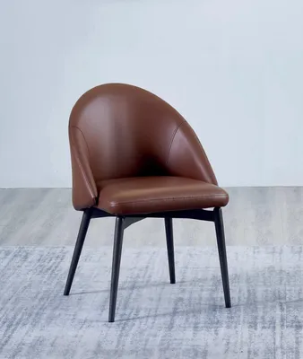 Produktbild von Brauner Lederstuhl Designer Einsitzer Moderne Esszimmer Holz Stühle