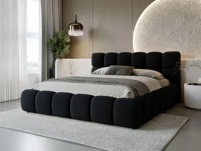 Produktbild von GrainGold Polsterbett Modo 180x200 cm - Bett 180x200, Polsterbett mit Bettkasten und Lattenrost - Schwarz (Royal 31)