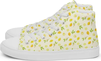 Produktbild von Mr. & Mrs. Panda Sneaker Damen Frische Zitronen Größe 44 1/2 - Gelb - Geschenk, Sportschuhe, Zitrusfrüchte Muster, High, Damenschuhe, Turnschuhe, Zitrone