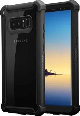 Produktbild von Cadorabo Hülle für Samsung Galaxy NOTE 8 Schutzhülle in Schwarz Handy Hülle Etui TPU Silikon-Rand Glas-Rücken Acryl