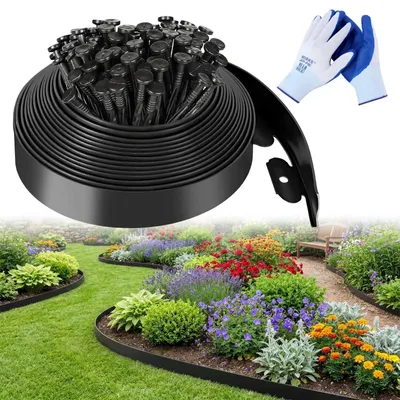 Produktbild von Solidchoice – Flexible Blumenkastenrand mit 30 Erdankern und Arbeitshandschuhen