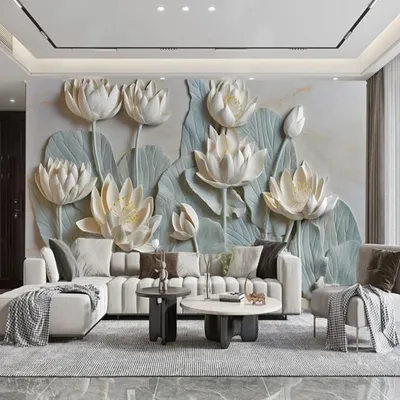 Productafbeelding van Zelfklevend PVC Behang Lichtblauw met Lotusprint