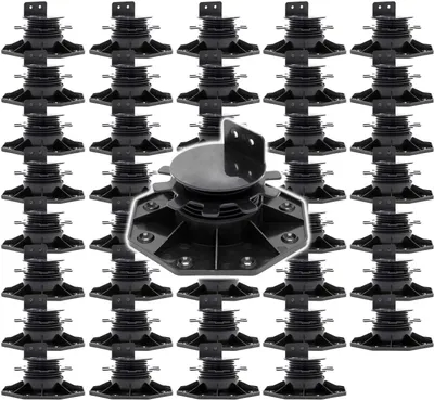 Image de XPOtool Lot de 40x Plots de terrasse – Charge 2700 kg – Hauteur réglable 33-64 mm – en PP – Pieds de support pour Lames Dalles Lambourdes