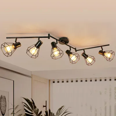 6-flammiger LED Deckenstrahler E27, schwenkbar, max. 60 W, ohne Leuchtmittel