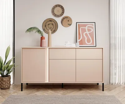 Produktbild von Moderne Kommode DAST 153 cm – 3 Türen 2 Schubladen – Beige – Skandi Design