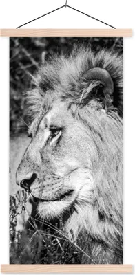 Produktbild von MuchoWow® Textilposter Löwe - Tiere - Wild 60x120 cm mit holzfarbenen Rahmen - Holz