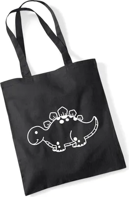Produktbild von Huuraa Jutebeutel Stegosaurus Dinosaurier 10 Liter Black Baumwolle Tasche Geschenkidee