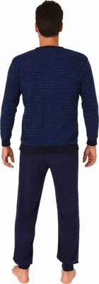 Produktbild von Herren langarm Frottee Pyjama Schlafanzug mit Bündchen - auch in Übergrössen - 222 13 803 ; blau , 52