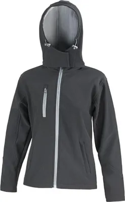 Produktbild von Result Core R230F | Ladies Core Lite Hooded Soft Shell Jacket - Farbe: Black/Grey - Größe: S