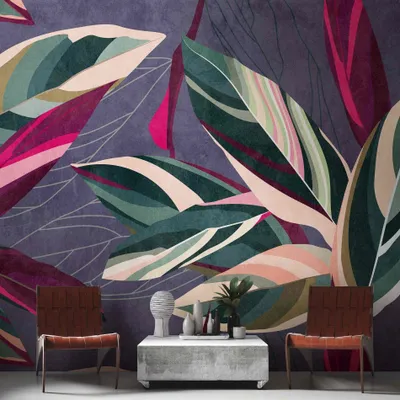 Produktbild von A.S. Creation Livingwalls Fototapete The Wall 382721 Eine Rolle Ein Motiv 3.71 x 2.80 m Blätter Lila