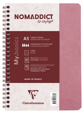 Produktbild von Clairefontaine 5x Age Bag, Spiralbuch A5, 50 Blatt liniert 90g Antikrosa 785366C