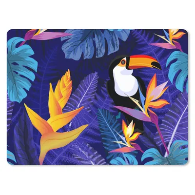 Produktbild von MuchoWow® Mauspad Mousepad Dschungel - Tukan - Blumen - Pflanzen - Kinder - Lila - Tiere 23x19 cm - Mousepads - Maus Mat - Pad - Mausunterlage - Schreibtischunterlage - Mauspad