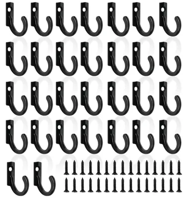 Produktbild von Haken zum Schrauben Garderobenhaken Schwarz 24x17mm 30 Stk