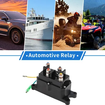 Image de Relais De Contacteur De Solénoïde De Treuil De Voiture Atv Utv Bateau 12V 250A 4 Bornes Pour Tous Les Treuils De Solénoïde 12V, Plastique Métal Noir Durable