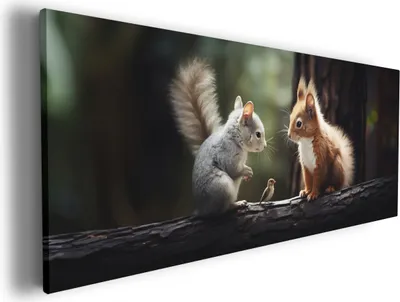 Produktbild von Wallario Premium Leinwandbild Waldfreunde im Dialog in Größe 60 x 150 cm