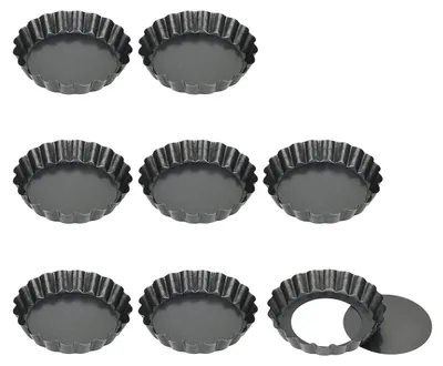 Mini-Tarteformen 8er-Set, 10 cm, antihaftbeschichtet, schwarz
