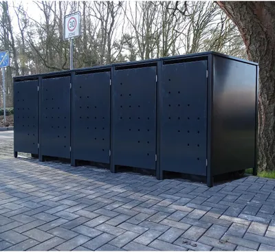Produktbild von 5 Mülltonnenboxen Modell No.4 Anthrazit komplett RAL7016 für 120Liter Mülltonnen