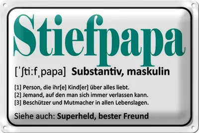 Produktbild von Blechschild Spruch 30x20cm Stiefpapa Superheld Freund