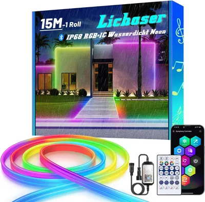 Immagine prodotto di Striscia LED neon per esterni, RGB+IC, impermeabile IP68, con controllo tramite app e telecomando