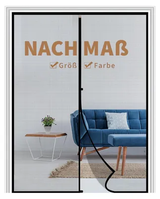 Immagine prodotto di Zanzariera magnetica per porta da balcone, realizzata su misura, fino a 400 cm di larghezza, colore nero, in poliestere, da installare senza foratura