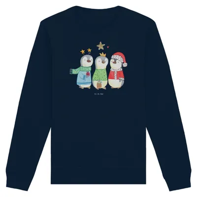 Produktbild von Mr. & Mrs. Panda Nachhaltiger Pullover Winterzeit Heilige drei Könige Größe L - French Navy - Geschenk, Weihnachten, Baumwoll Sweatshirt, Weihnachtsmann, Sweater, Winter