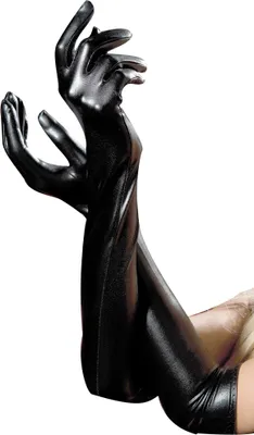 Produktbild von Gotische Frauen nasse Aussehen Faux Lederhandschuhe Abend Party Kleid Cosplay Kostüm - (Schwarz)