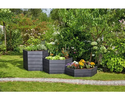 Produktbild von Hochbeet klassisch GARANTIA ERGO Vario 1 inkl. Flora-Wassersparsystem 190 x 190 x 50 cm wood