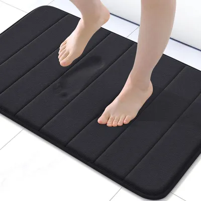 Immagine prodotto di Tappetino da bagno in memory foam, 51 x 76 cm, nero, assorbente, antiscivolo, lavabile in lavatrice