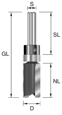 Produktbild von BRÜCK HW-Bündigfräser Typ 282 Z2 D=16mm,NL=25;GL=62mm,S=8x32 Kula schafts. | 2821602503