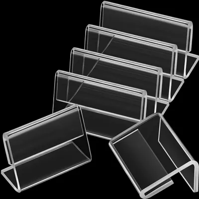 Productafbeelding van Mini Acryl Labelhouders L-vorm voor Prijzen - 70 Stuks Transparante Etikethouders voor Winkelstandaards