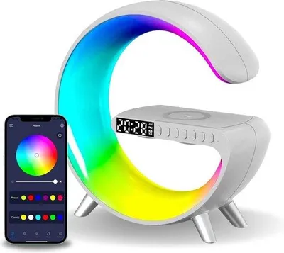 Produktbild von Digitale Wecker – Lichtwecker – Weckerradios – LED-Beleuchtung – Bluetooth-Lautsprecher – Mini – Wecker mit kabelloser Ladestation – Weiß – Mini