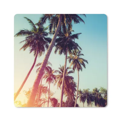 Produktbild von MuchoWow® Mauspad Mousepad Palme - Sommer - Retro - Sonne 20x20 cm - Mousepads - Maus Mat - Pad - Mausunterlage - Desk Mat - Bureauartikeln