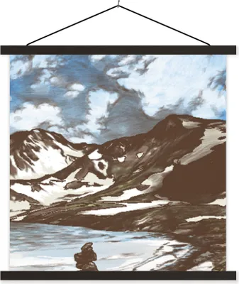 Produktbild von MuchoWow® Textilposter Berg - Meer - Himmel 60x60 cm mit schwarzem Rahmen - Posteraufhänger