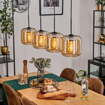 Produktbild von Pernate Pendellampe aus Metall/Glas in Schwarz/Bernsteinfarben