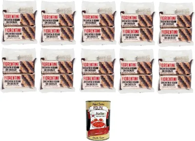 Produktbild von Fiorentini Croccantini di Sesamo con Cioccolato Sesam-Crunchies mit Schokolade 10x 120gr + Italian Gourmet polpa 400g