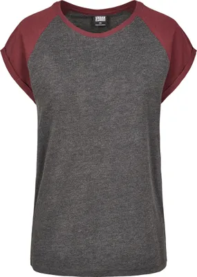 Obrázok produktu pre Urban Classics Dámske tričko Contrast Raglan Tee Charcoal/Redwine-M