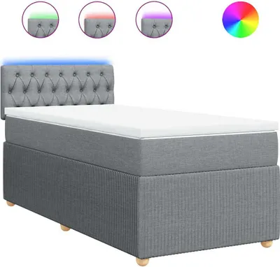 Produktbild von vidaXL Boxspringbett mit Matratze Hellgrau 90x200 cm Stoff