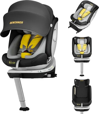 Image de DEWINNER Siège Auto Bébé 0 à 36kg ISOFIX - Siege Auto Pivotant 360°,I-Size Group 0+1/2/3 (40-150cm),Harnais 5 Points Sièges Auto,RWF,FWF