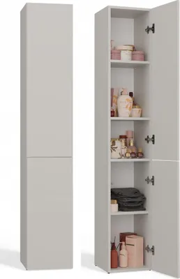 Image de Armoire de salle de bain NEL II avec portes longues | Couleur cachemire | 174x31x30 cm