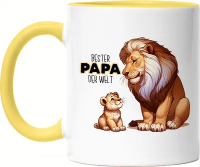 Produktbild von Bester Papa der Welt Löwen Papa Tasse Gelb - Bonus-Papa Ehre Vatertag