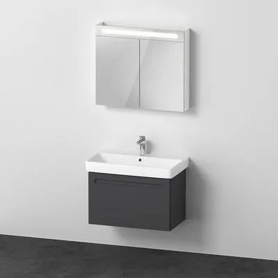 Produktbild von DURAVIT Badmöbel-Set No.1 BxHxT 80 x 200 x 45 cm Frontfarbe graphit mit Waschtisch weiß und Waschtischunterschrank mit I